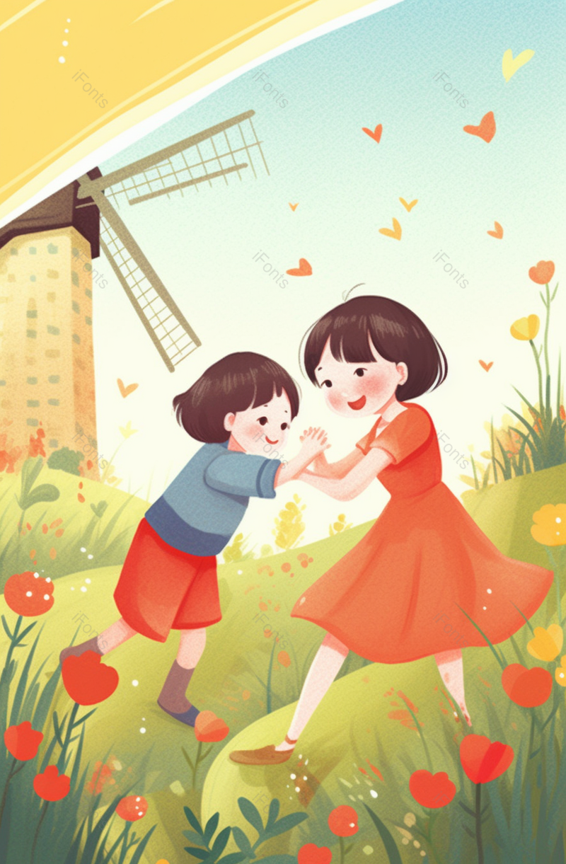 卡通母亲节插画玩耍互动海报,插画/手绘图,插画/手绘图库,插画/手绘图下载,插画/手绘